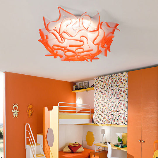 Contemporary LED Flush Ceiling Light with Twist Acrylic Shade - Vibrant Pink/Orange/Blue - for Kid's Room (3 Adjustable Gears)