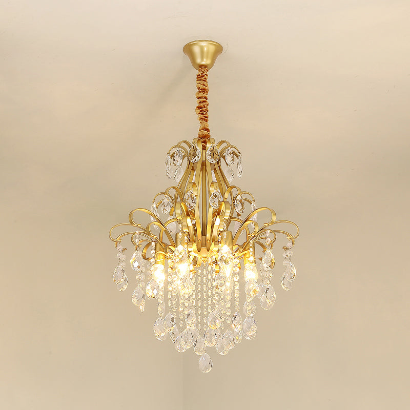 Modernist Style Crystal Chandelier With 3/6 Heads - Black/Gold Ceiling Pendant Light For Bedroom