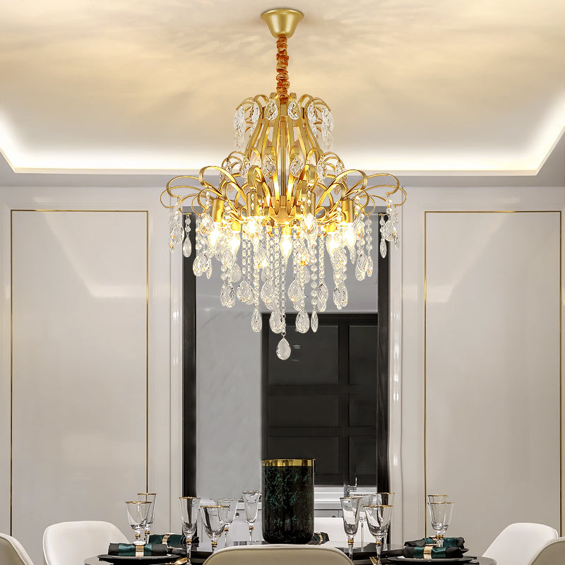 Modernist Style Crystal Chandelier With 3/6 Heads - Black/Gold Ceiling Pendant Light For Bedroom 7 /