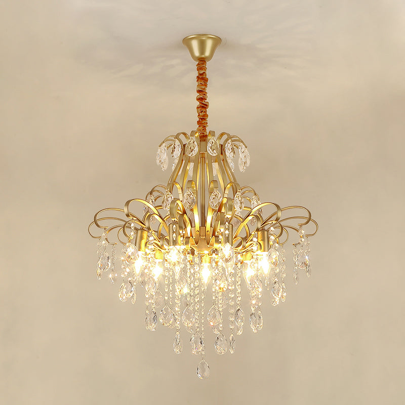 Modernist Style Crystal Chandelier With 3/6 Heads - Black/Gold Ceiling Pendant Light For Bedroom