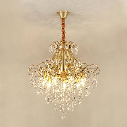 Modernist Style Crystal Chandelier With 3/6 Heads - Black/Gold Ceiling Pendant Light For Bedroom