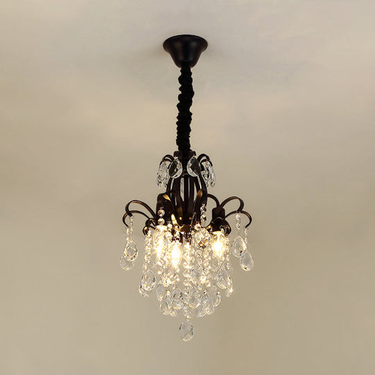 Modernist Style Crystal Chandelier With 3/6 Heads - Black/Gold Ceiling Pendant Light For Bedroom