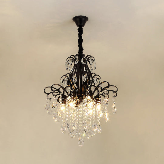 Modernist Style Crystal Chandelier With 3/6 Heads - Black/Gold Ceiling Pendant Light For Bedroom