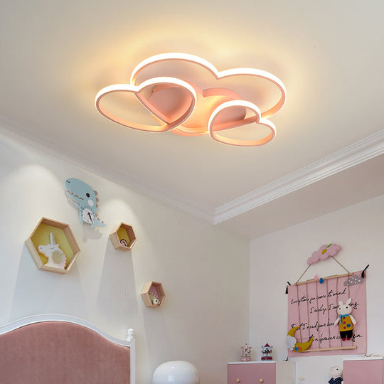 Heart LED Flush Mount Ceiling Fixture for Kid's Room - Nordic Acrylic in White/Pink/Gold - 19.5" or 23.5" Wide