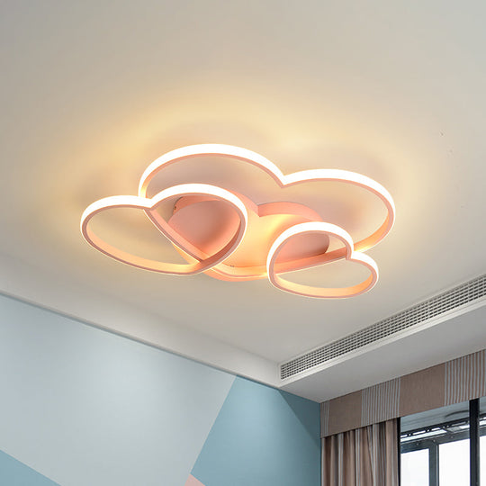 Heart LED Flush Mount Ceiling Fixture for Kid's Room - Nordic Acrylic in White/Pink/Gold - 19.5" or 23.5" Wide