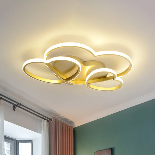 Heart LED Flush Mount Ceiling Fixture for Kid's Room - Nordic Acrylic in White/Pink/Gold - 19.5" or 23.5" Wide