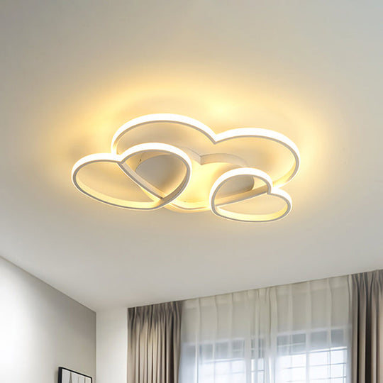 Heart Led Flush Mount Ceiling Fixture For Kids Room - Nordic Acrylic In White/Pink/Gold 19.5 Or 23.5