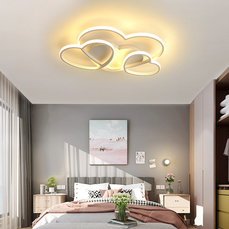 Heart LED Flush Mount Ceiling Fixture for Kid's Room - Nordic Acrylic in White/Pink/Gold - 19.5" or 23.5" Wide