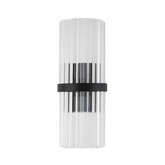 Modernist Half-Light Pipe Wall Sconce Lamp: Metal & Crystal Black Finish Perfect For Dining Room