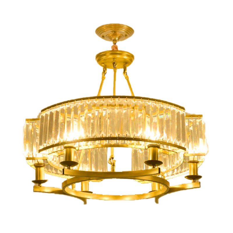 Contemporary Crystal Chandelier: Drum Shape 6/8/10 Lights Black/Gold Hanging Pendant Lamp