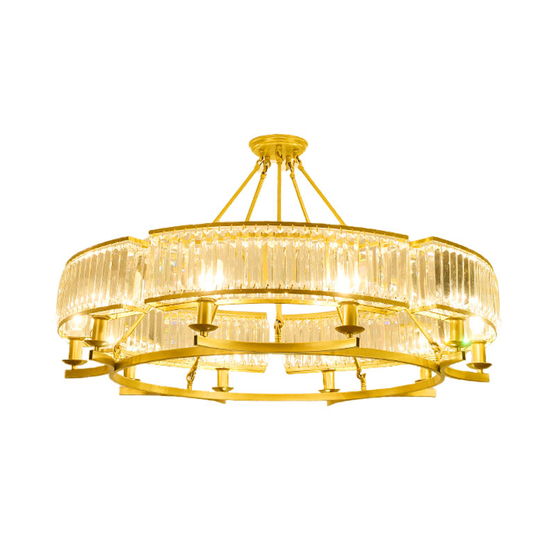 Contemporary Crystal Chandelier: Drum Shape 6/8/10 Lights Black/Gold Hanging Pendant Lamp