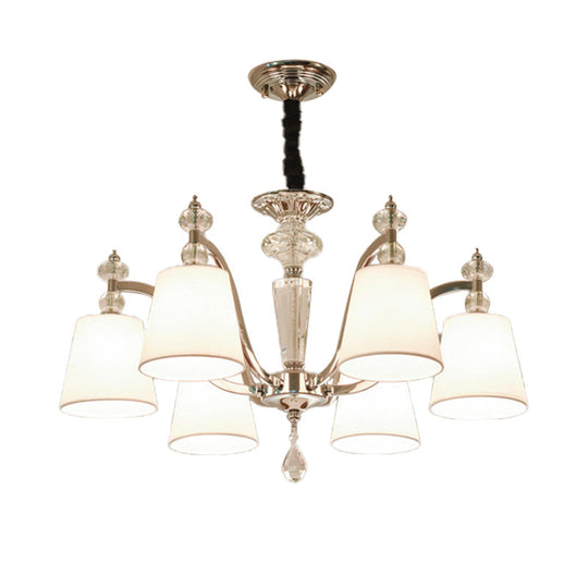 Modern Chrome Chandelier With Curved Arms - 3/6/8 Lights White Glass Hanging Lamp Fixture