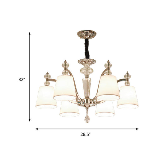 Modern Chrome Chandelier With Curved Arms - 3/6/8 Lights White Glass Hanging Lamp Fixture