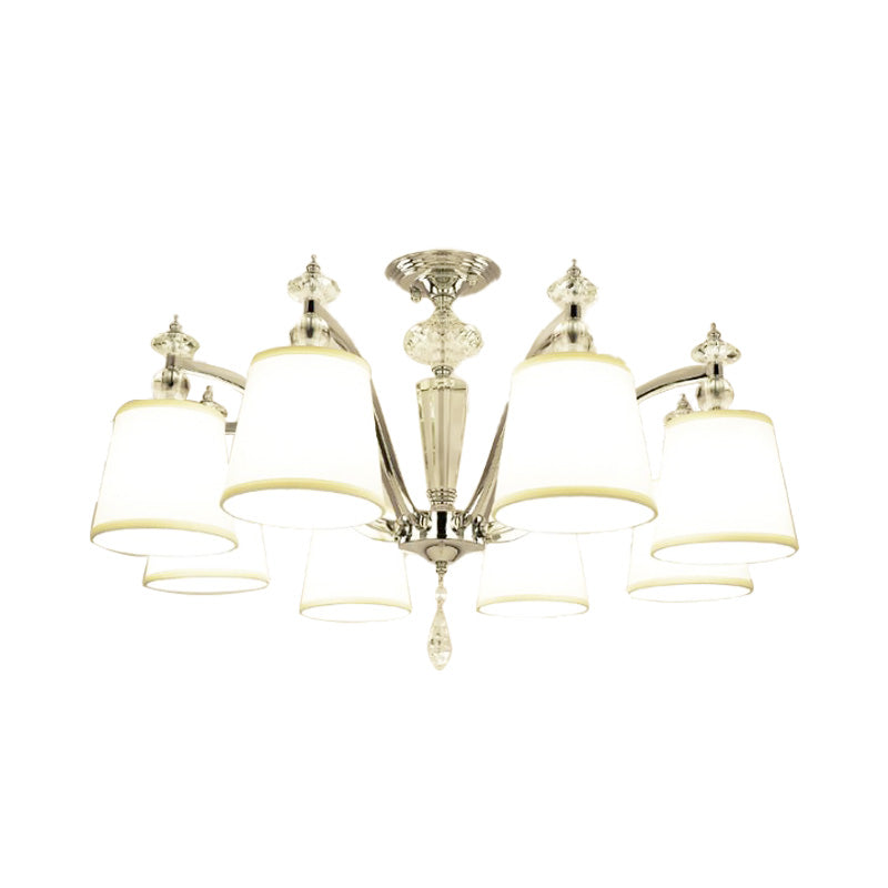 Modern Chrome Chandelier With Curved Arms - 3/6/8 Lights White Glass Hanging Lamp Fixture