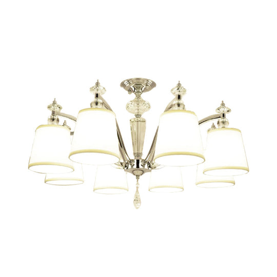 Modern Chrome Chandelier With Curved Arms - 3/6/8 Lights White Glass Hanging Lamp Fixture