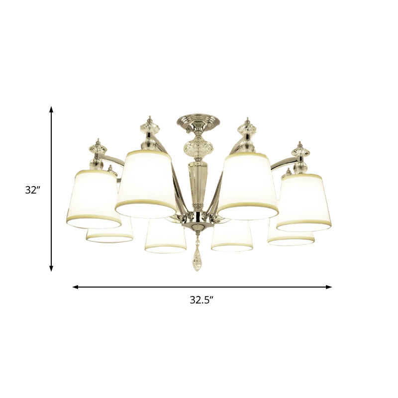 Modern Chrome Chandelier With Curved Arms - 3/6/8 Lights White Glass Hanging Lamp Fixture