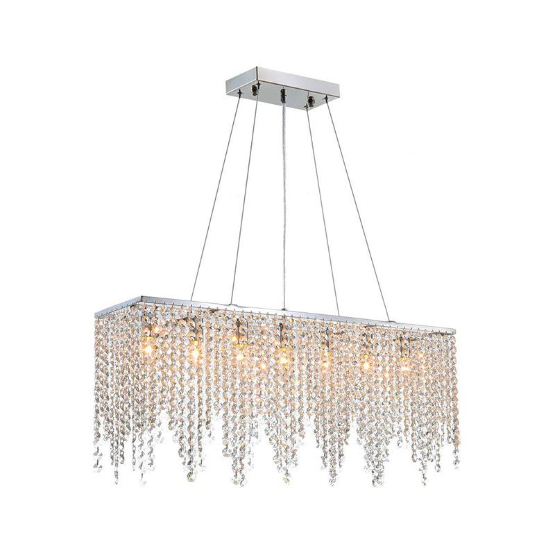 Luminaire suspendu contemporain en cristal - Plafonnier à 8 lumières avec finition chromée