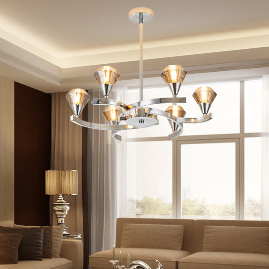 Sputnik Design Diamond Crystal Chandelier - Modern 6/8/10 Light Chrome/Gold Ceiling Fixture