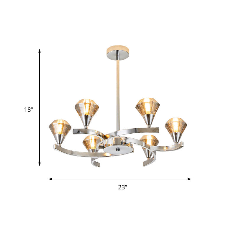 Lustre en cristal diamant Sputnik Design - Plafonnier moderne avec 6/8/10 lumières en chrome/or