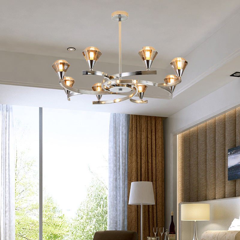 Sputnik Design Diamond Crystal Chandelier - Modern 6/8/10 Light Chrome/Gold Ceiling Fixture 8 /