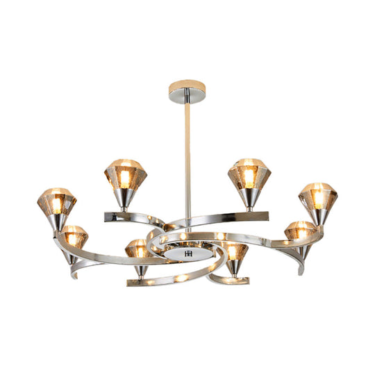 Sputnik Design Diamond Crystal Chandelier - Modern 6/8/10 Light Chrome/Gold Ceiling Fixture