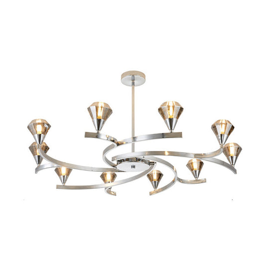 Sputnik Design Diamond Crystal Chandelier - Modern 6/8/10 Light Chrome/Gold Ceiling Fixture