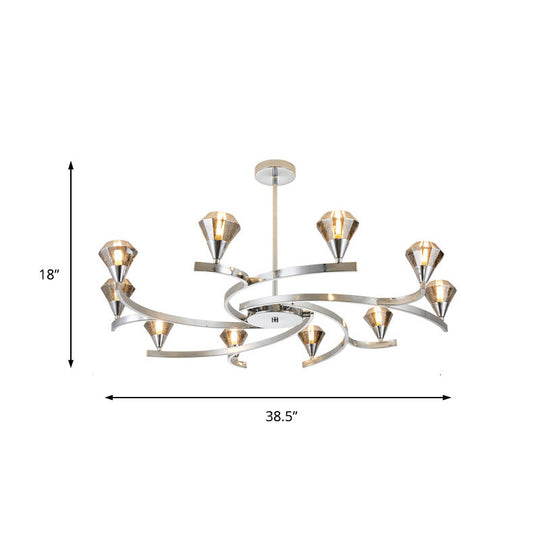 Sputnik Design Diamond Crystal Chandelier - Modern 6/8/10 Light Chrome/Gold Ceiling Fixture