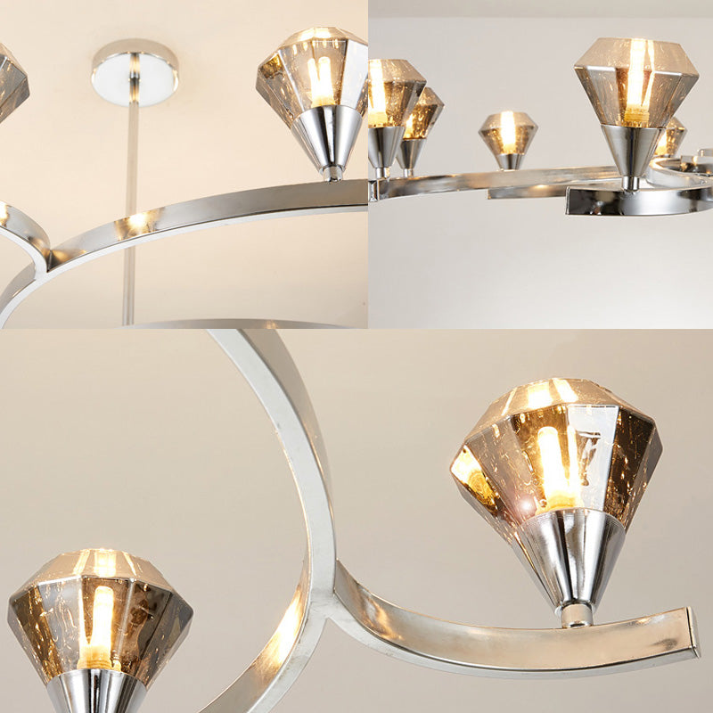 Sputnik Design Diamond Crystal Chandelier - Modern 6/8/10 Light Chrome/Gold Ceiling Fixture