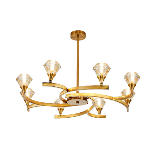 Sputnik Design Diamond Crystal Chandelier - Modern 6/8/10 Light Chrome/Gold Ceiling Fixture