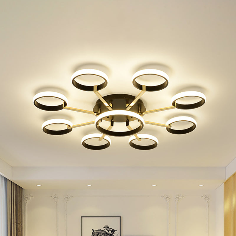 Sputnik Modern Acrylic Flush Mount Ceiling Light With Integrated Led 7/9 Lights Black For Living