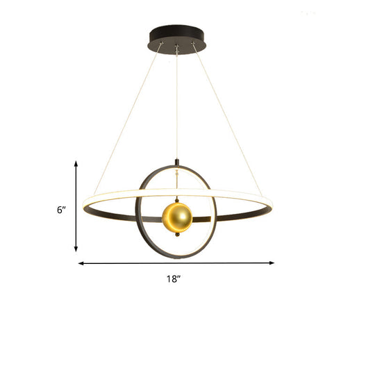 Contemporary Black/White Orbit Led Ceiling Pendant Light With Warm/White Acrylic Chandelier