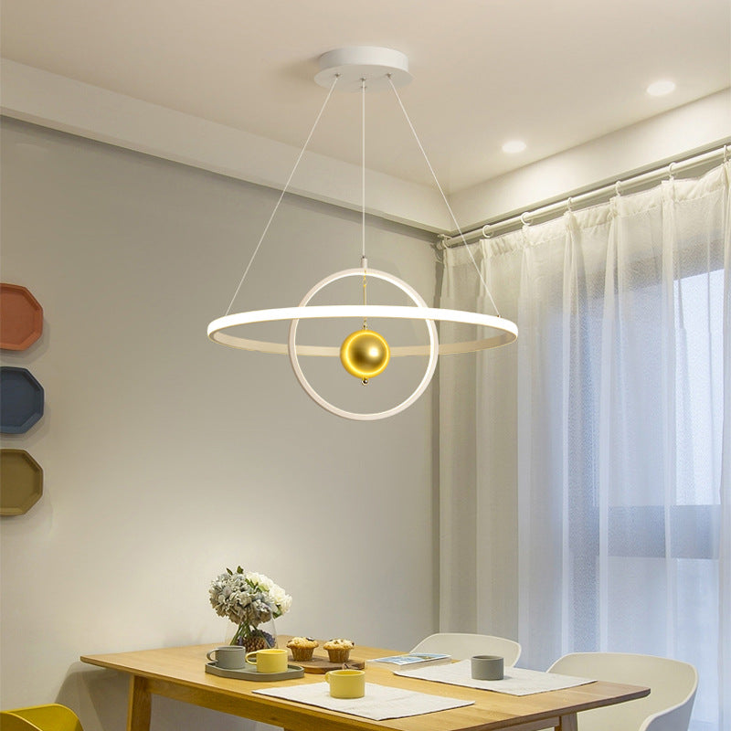 Contemporary Black/White Orbit Led Ceiling Pendant Light With Warm/White Acrylic Chandelier White /