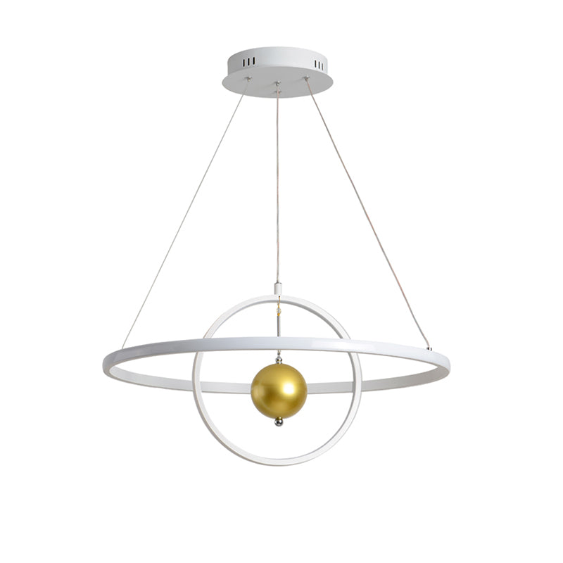 Contemporary Black/White Orbit Led Ceiling Pendant Light With Warm/White Acrylic Chandelier