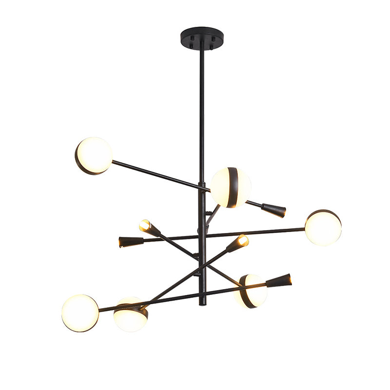 Contemporary Iron Led Chandelier - 10/12-Head Ceiling Pendant With Glass Ball Shade