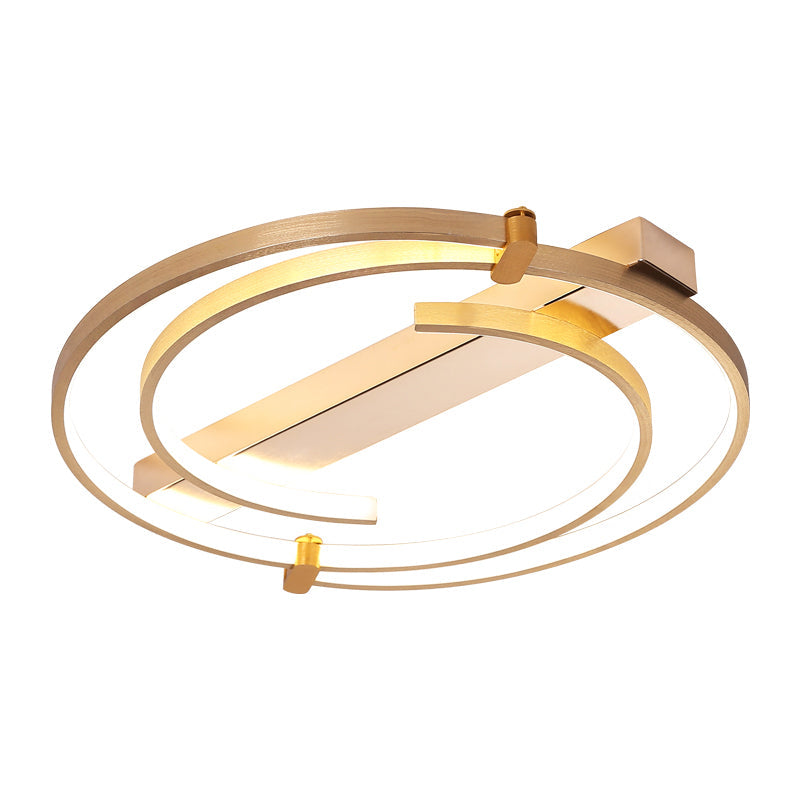 Minimalist Gold Flush Mount Ceiling Light Fixture - 18/23.5 W Ring For Bedrooms