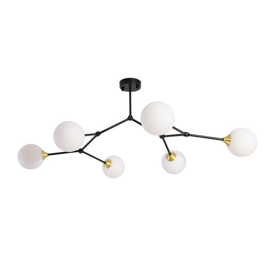 Modern Ball Pendant Light: Clear/Milky White Glass 4/5/6-Head Dining Room Chandelier With Black/Gold