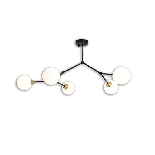 Modern Ball Pendant Light: Clear/Milky White Glass 4/5/6-Head Dining Room Chandelier With Black/Gold