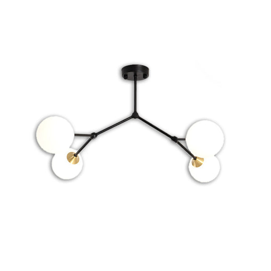 Modern Ball Pendant Light: Clear/Milky White Glass 4/5/6-Head Dining Room Chandelier With Black/Gold