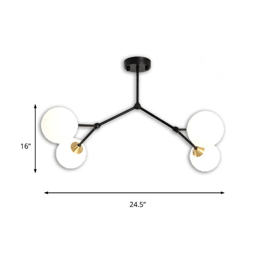 Modern Ball Pendant Light: Clear/Milky White Glass 4/5/6-Head Dining Room Chandelier With Black/Gold