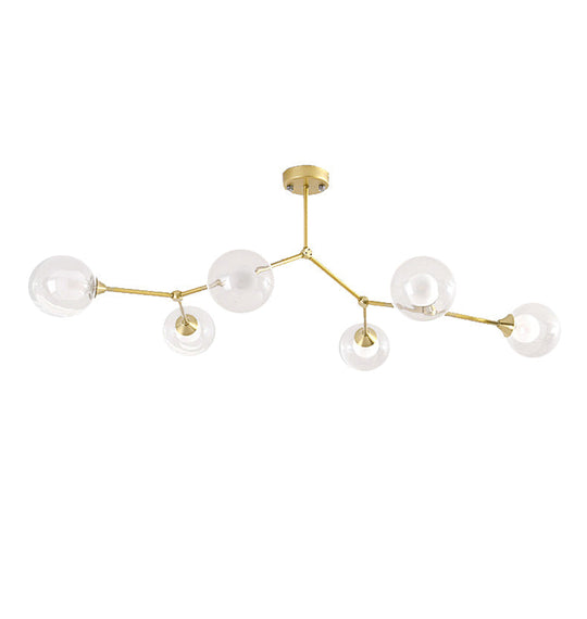 Modern Ball Pendant Light: Clear/Milky White Glass 4/5/6-Head Dining Room Chandelier With Black/Gold