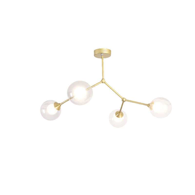 Modern Ball Pendant Light: Clear/Milky White Glass 4/5/6-Head Dining Room Chandelier With Black/Gold