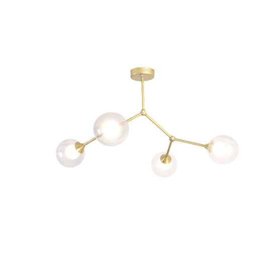 Modern Ball Pendant Light: Clear/Milky White Glass 4/5/6-Head Dining Room Chandelier With Black/Gold