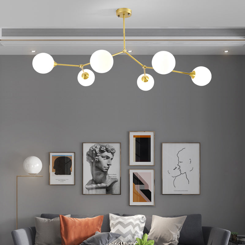 Modern Ball Pendant Light: Clear/Milky White Glass 4/5/6-Head Dining Room Chandelier With Black/Gold