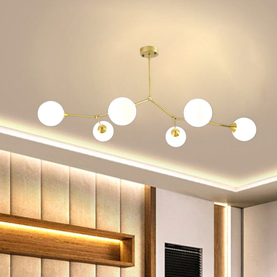 Modern Ball Pendant Light: Clear/Milky White Glass 4/5/6-Head Dining Room Chandelier With Black/Gold