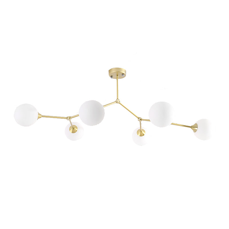 Modern Ball Pendant Light: Clear/Milky White Glass 4/5/6-Head Dining Room Chandelier With Black/Gold