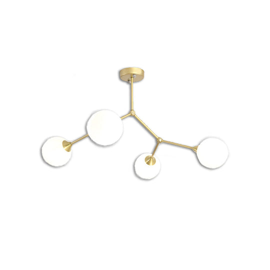 Modern Ball Pendant Light: Clear/Milky White Glass 4/5/6-Head Dining Room Chandelier With Black/Gold