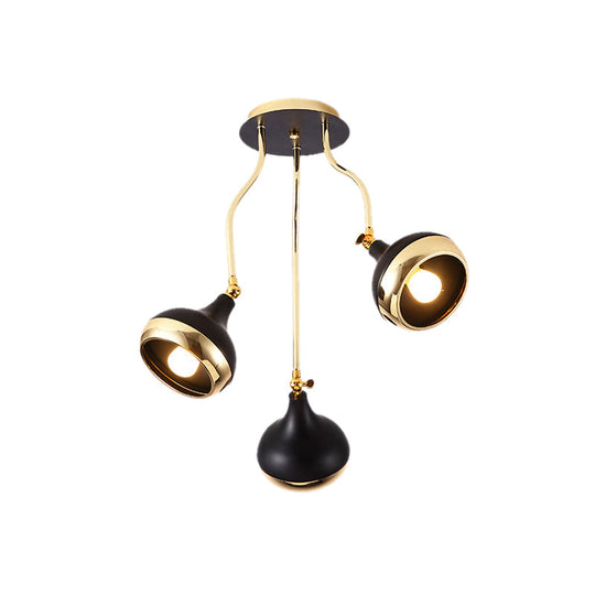 Modern Industrial Dome Iron Chandelier - Black Hanging Ceiling Light With Rotatable Design 3/5 Head