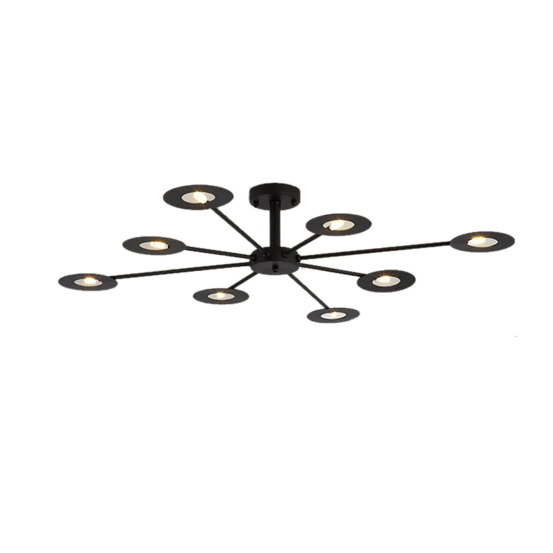 Contemporary Iron Sputnik Chandelier: 6/8-Head Hanging Lamp For Bedroom Black/White/Black-Gold