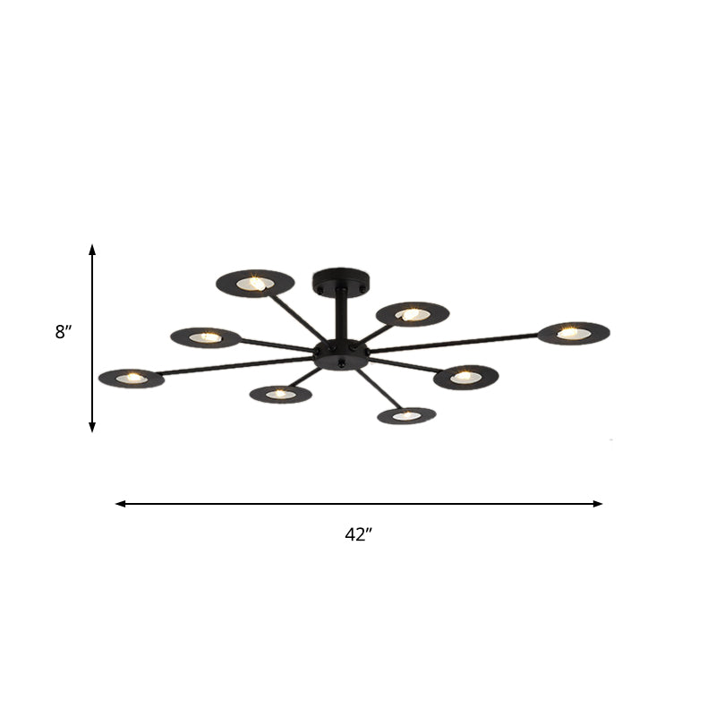 Contemporary Iron Sputnik Chandelier: 6/8-Head Hanging Lamp For Bedroom Black/White/Black-Gold