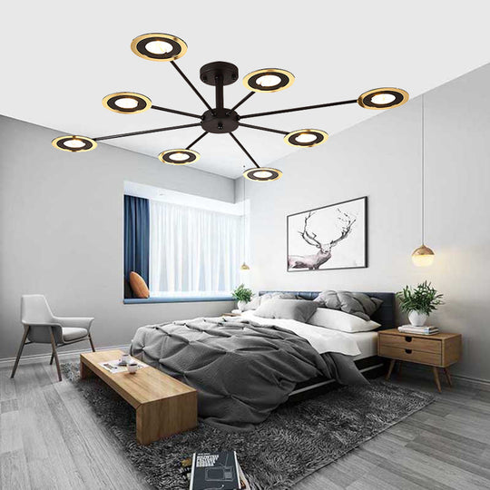 Contemporary Iron Sputnik Chandelier: 6/8-Head Hanging Lamp For Bedroom Black/White/Black-Gold 8 /